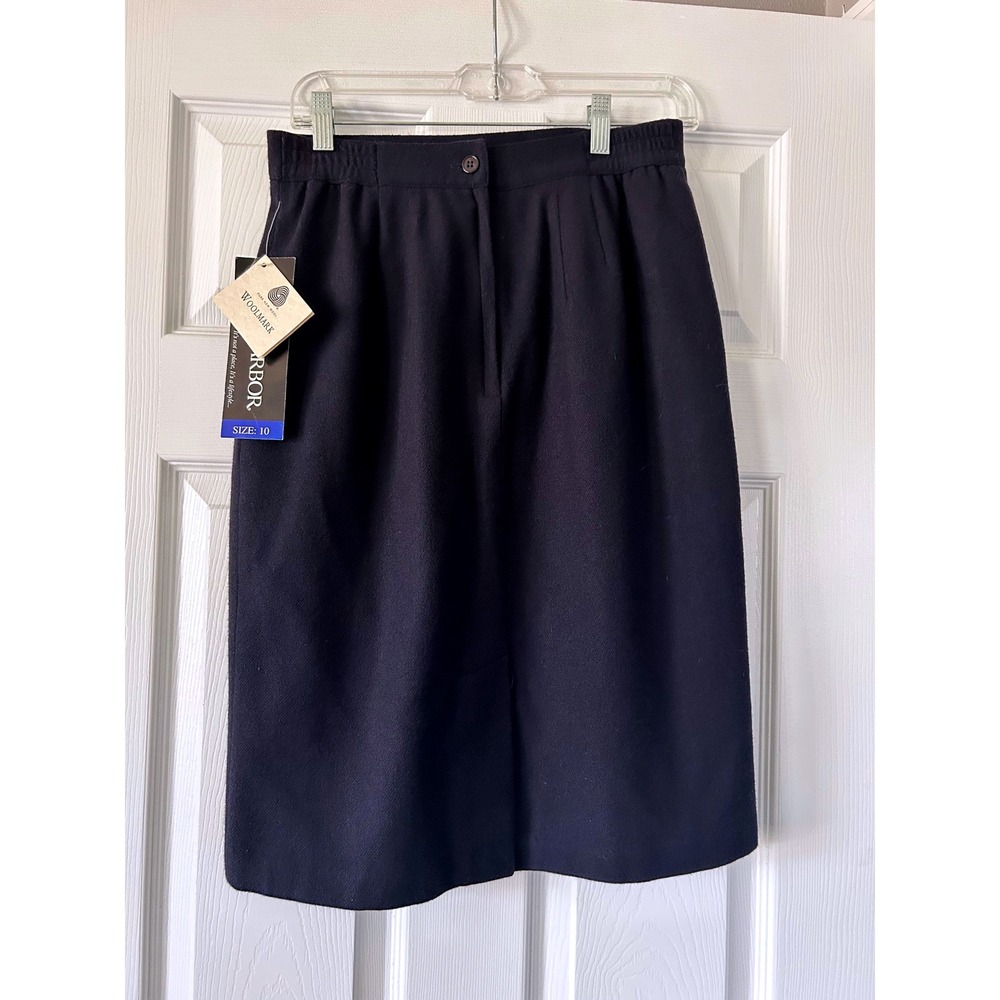 Sag Harbor Women's Navy Blue Wool‎ Blend Pleated Midi Skirt Size 10 NWT